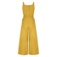 thumbnail image 5 of ShomPort Summer Lightweight Waisted Cotton Linen Jumpsuits for Women 2024 Trendy Back Button Wide Leg Beach Rompers, 5 of 7