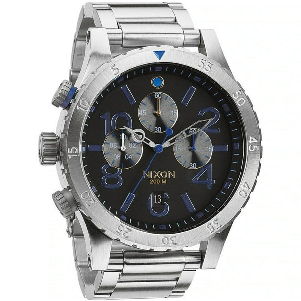 Nixon Men's A4861529 48-20 Chrono Lefty Black Dial Steel Bracelet Dive Watch