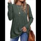 thumbnail image 1 of Camisas de Larga para Mujer, Blusas Holgadas de Cuello Redondo, Elegantes, Informales, para Otoño e Invierno. Verde S, 1 of 5