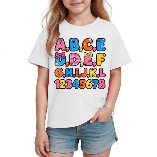 Odeerbi Niños Niñas Camiseta de Algodón Manga Corta Casual Cuello Redondo Linda Camisetas Impresas