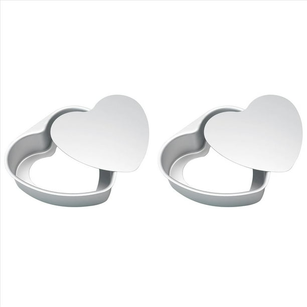 2X Molde para Pasteles en Forma de Corazón de 8 Pulgadas, Molde para Pasteles con Forma de Corazón de Aluminio, Molde para Hornear Desmontable Desmontable para Hacer Pasteles