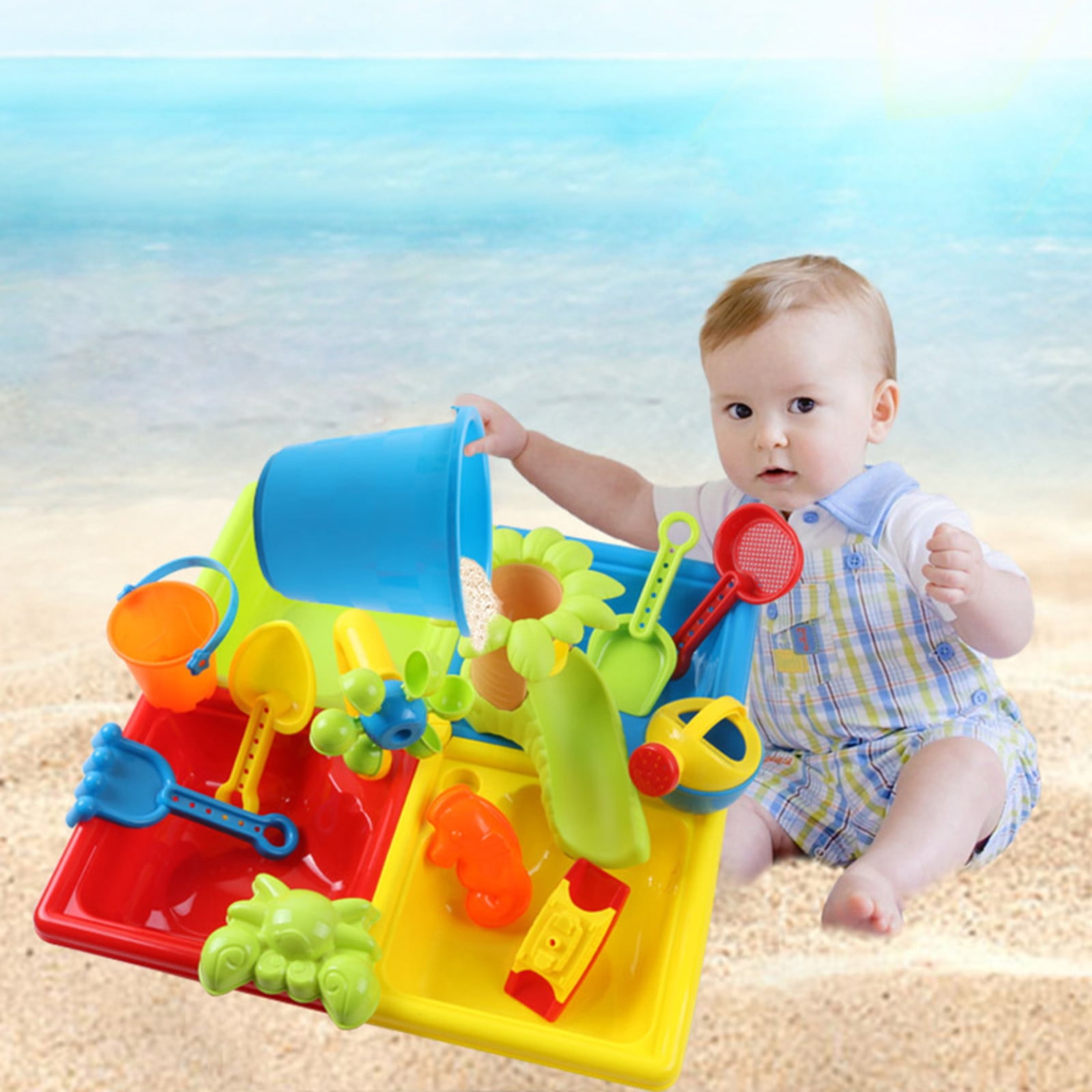 Kids Beach Toys Sand and Water Play Set Outdoor Summer Durable Sandbox Tools for Children Kids Sand and Water Table â 24 Piece Sensory Activity Play Set for Toddlers