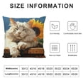 thumbnail image 6 of Acheng Cat Throw Pillow Covers Kitty Cute Animal Sunflower Cottagecore Oil Painting Farmhouse Blue White Orange Soft Decor Washable Couch Office Room Indoor Zipper Square Pillow Covers,Set of 2 White, 6 of 6