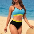 thumbnail image 4 of Conjunto de Bikini de Cintura Alta para Mujeres Traje de Baño de Dos Piezas de Control Del Estómago, Traje de Baño de Bloque de Color con Almohadillas Extraíbles, 4 of 9