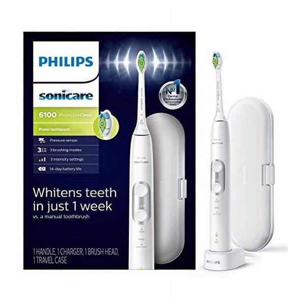 Philips Sonicare Brosse à Dents Électrique Rechargeable ProtectiveClean 6100, Blanc, HX6877/21