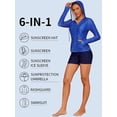 thumbnail image 6 of Attraco Women's Sun Protection Long Sleeve Hooded Swimming Shirt Pocket UPF 50+ Full Zip Printed Swimming Top Thumb Hole, 6 of 9