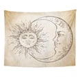 thumbnail image 1 of UFAEZU Astrology Antique Sun and Crescent Moon Boho Chic Tattoo Tarot Vintage Wall Art Hanging Tapestry Home Decor for Living Room Bedroom Dorm 51x60 inch, 1 of 1