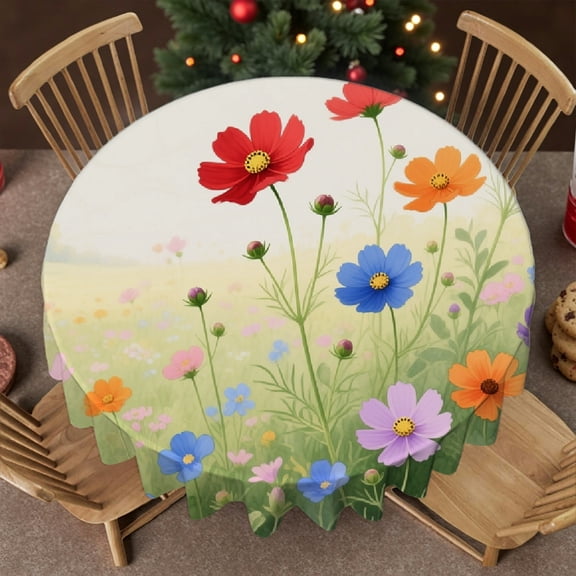 tablecloths for round tables - Independence Day Patriotic Flowers  Print, Kitchen Accessories Festive Table Setting Tablecloth for dining table, Cafe,  picnic,60x60 Inch