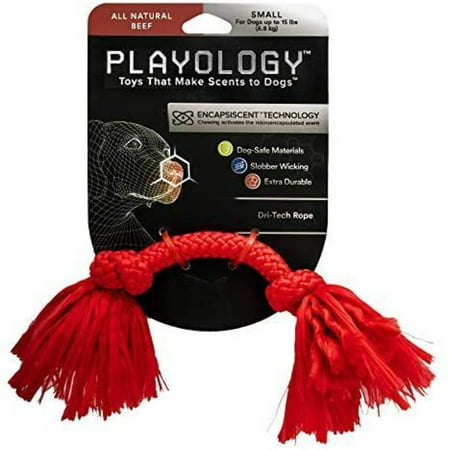 Playology Dri-Tech Rope Dog Toy for Engaged Chewing Red Small