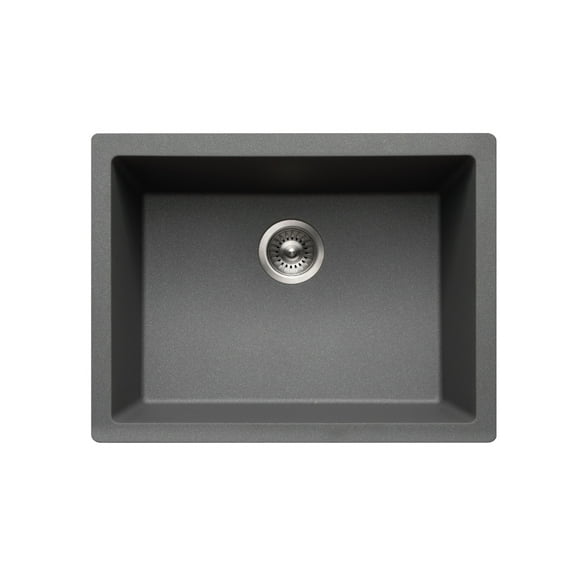 Houzer Quartztone 24 in Slate Granite Composite Undermount Single Bowl Kitchen Sink - G-300U SLATE
