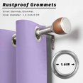 thumbnail image 6 of Outdoor Curtains for Patio Waterproof, Purple Windproof Pravicy Outside Porch Blackout Curtain, Modern Pure Lavender Purple Sun Blocking Grommets Curtains for Cabana Gazebo 2 Panels 54"x108", 6 of 9