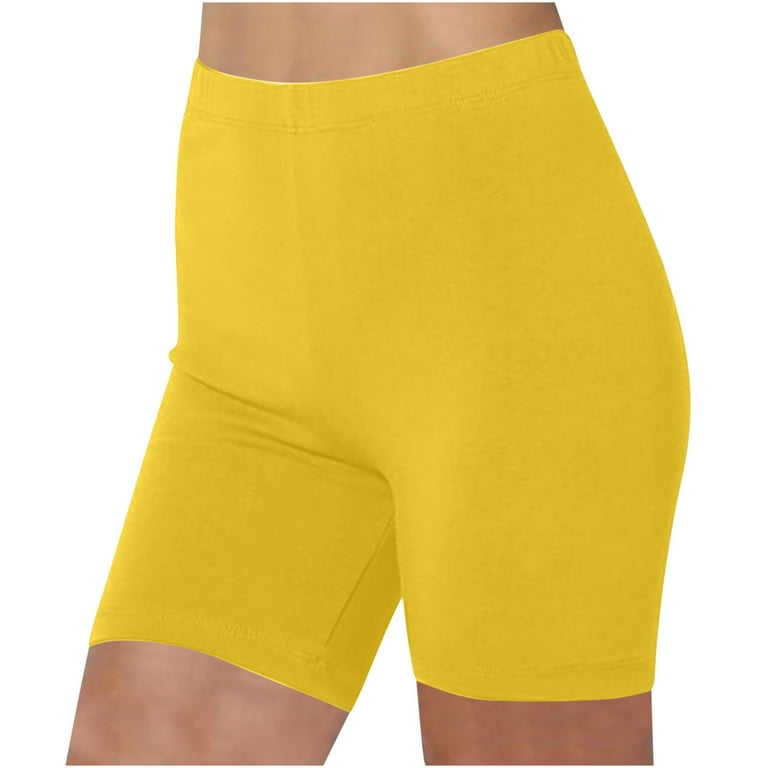 XFLWAM Womens Capri Leggings, Women Casual Knee Length Capris Workout  Summer High Waist Yoga Pants Soft Buttery Short Leggings Shorts Yellow 3XL