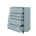 thumbnail image 3 of Modern Chest of Drawers, Wood Tall Dresser with 5 Drawers, Storage Organizer Chest Cabinet Nightstand, Storage Chest of Drawers for Living Room Hallway Entryway, Cute Solid Wood Bedroom Dresser, Blue, 3 of 7