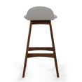 thumbnail image 5 of Noble House Brookes Mid-Century Modern Upholstered Barstools (Set of 2), Light Gray and Natural Walnut, 5 of 8
