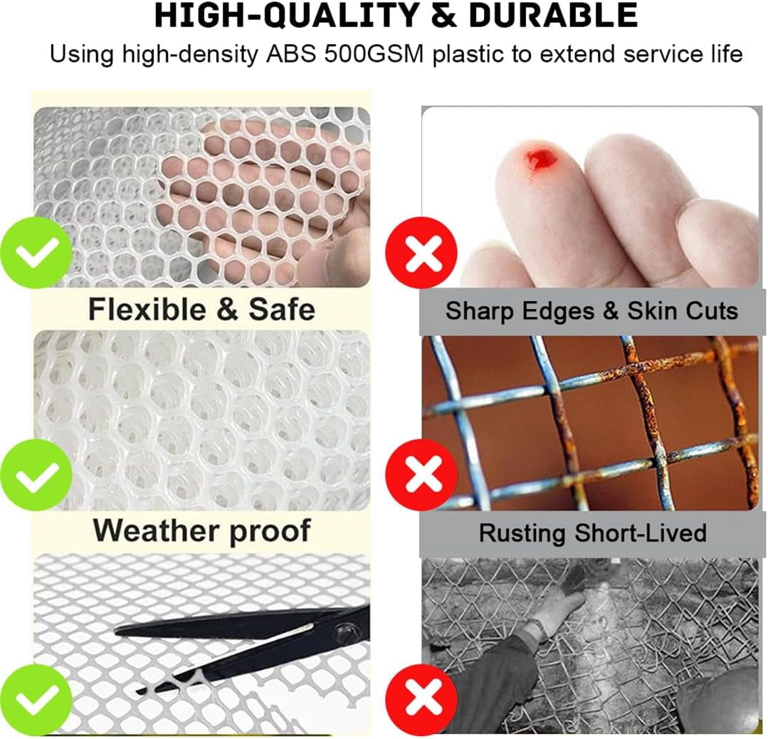 Plastic Chicken Wire Fencing 15.7IN x 20FT Black Chicken Wire Mesh Fence Poultry Netting for Crafts, Plastic Garden Fencing, Floral Chicken Wire