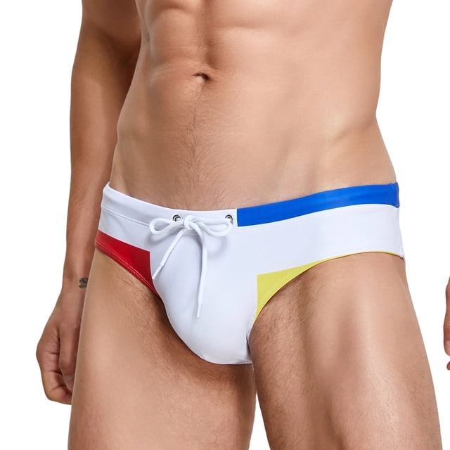 Kakii Men's Quick Dry Swim Briefs Bikini Swimsuit Board Shorts with Adjustable Drawstring