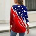 thumbnail image 5 of 4th of July Shirts Women 3/4 Sleeve T-Shirts Loose Red White and Blue Print Pullover Independence Day Patriotic Tops USA 250th Anniversary Celebration Party Crew Neck 1776-2026 Blouses Vermilion M, 5 of 5