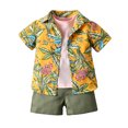 thumbnail image 6 of WOLLED 9M-5Y Baby Boys Hawaiian Shirt and Shorts Set for Infant Newborn 3PCS Summer Short Sleeve Button down Shirts Shorts Outfit, 6 of 11