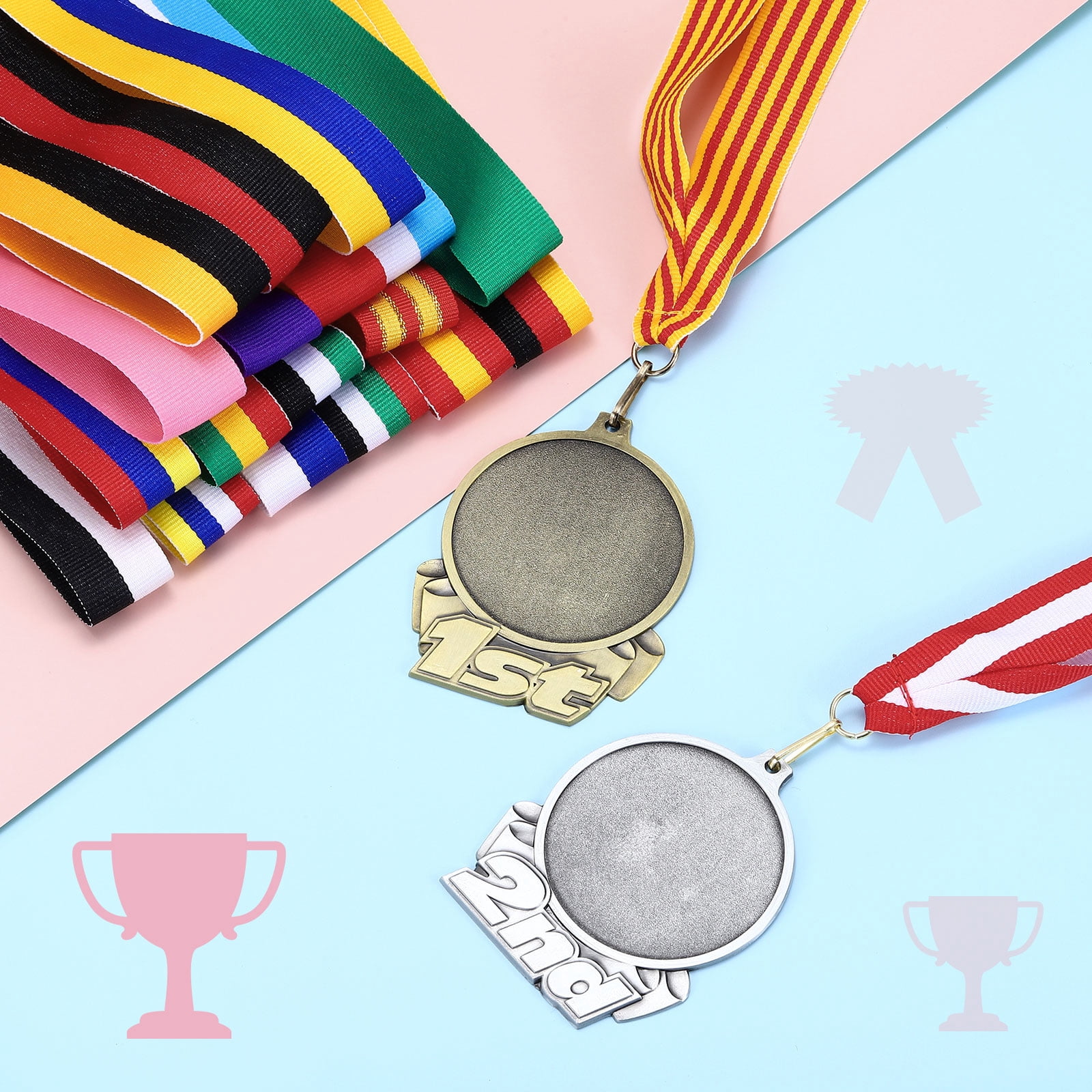 Uxcell Award Neck Ribbons with Snap Clips Polyester Medal Lanyards for Competitions 5 Color 100 Pack