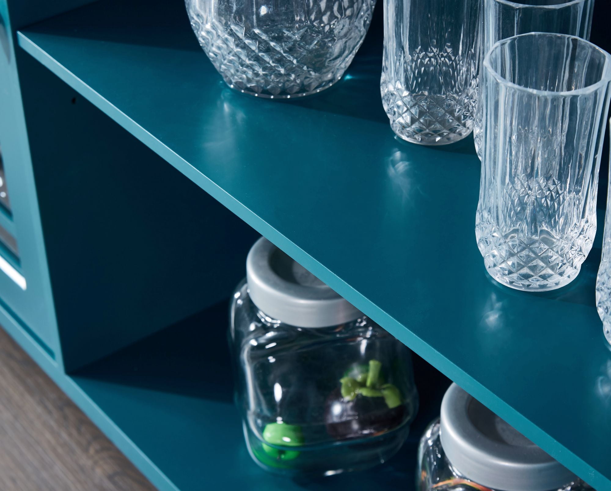 Aukfa Storage Cabinets Modern Kitchen Cabinets for Living Room Dining Room(59.8x15.8X33.5 ), Blue