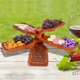 thumbnail image 2 of Primeware Wine Appetizer Plate Set - Mahogany Wood Wine Bottle Shaped Serving Platters With Display Stand Hold Meat, Cheese, Fruit, Wine Glasses, 2 of 6