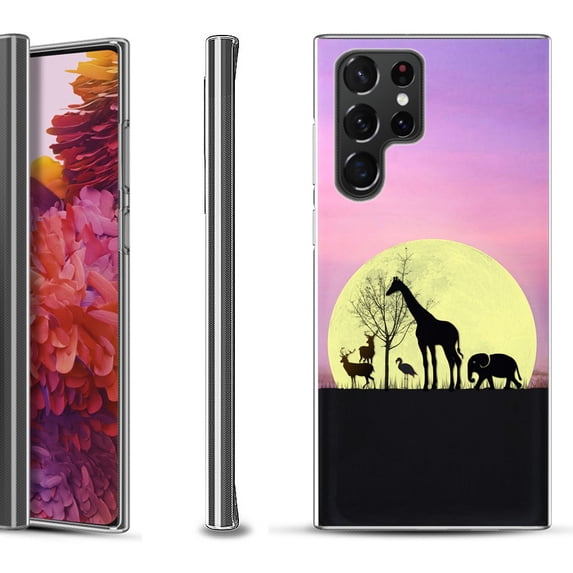 Slim-Fit Fashion Gel Phone Case for Samsung Galaxy S22 Ultra 5G, by OneToughShield ® - Moonlight Safari