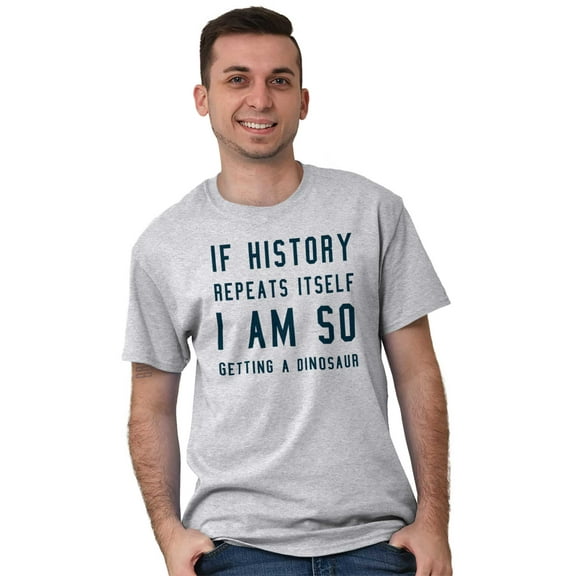 History Repeats Itself Dinosaur Pet Plus Size Crewneck Graphic Tee Shirt Brisco Brands 2X
