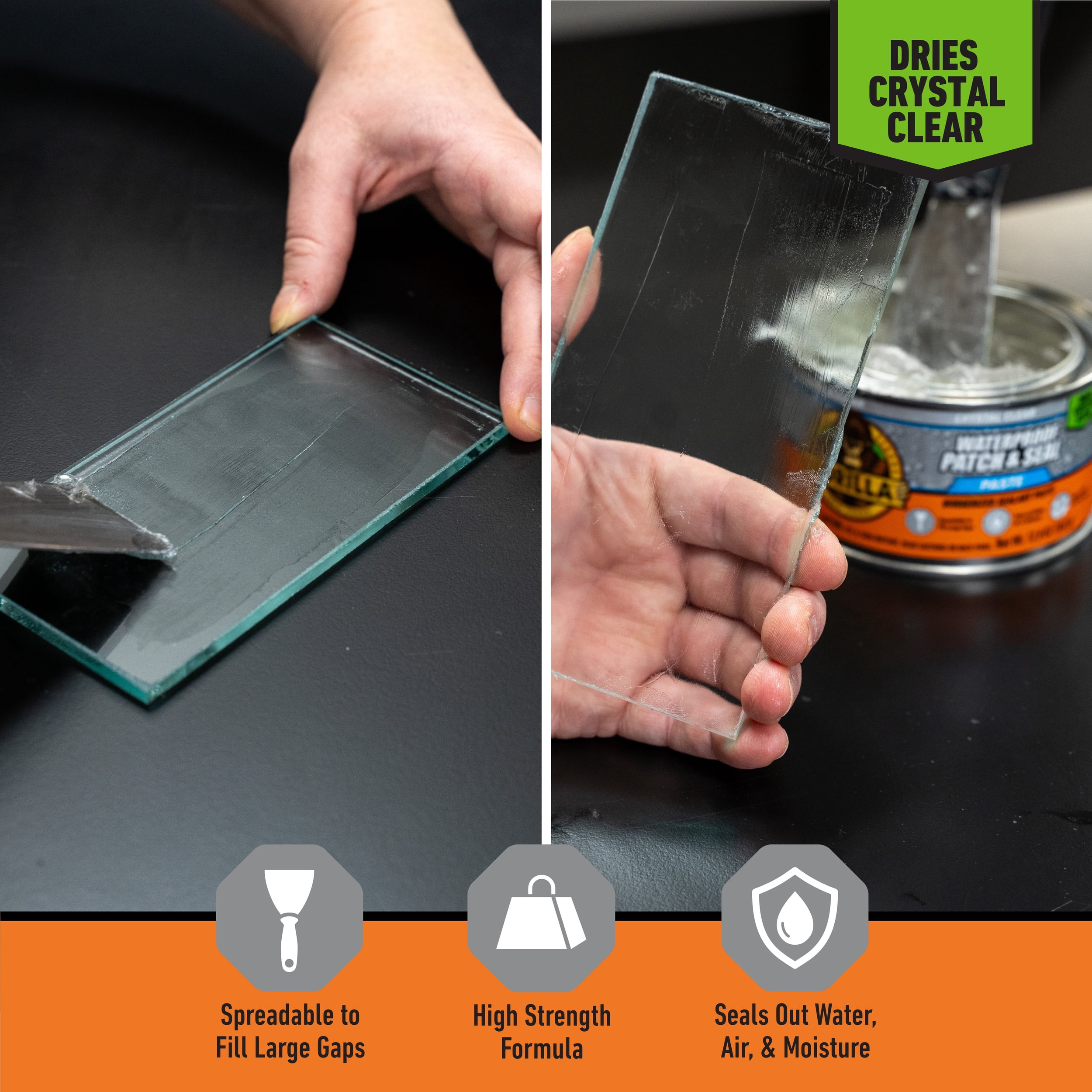 (2 pack) Gorilla Waterproof Patch and Seal Paste Crystal Clear Can