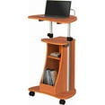 thumbnail image 2 of BOBOKY  Sit-to-Stand Rolling Adjustable Height Laptop Cart with Storage, Engineered Wood, Rectangular, 22" D x 16" W x 46" H,Woodgrain, 2 of 9