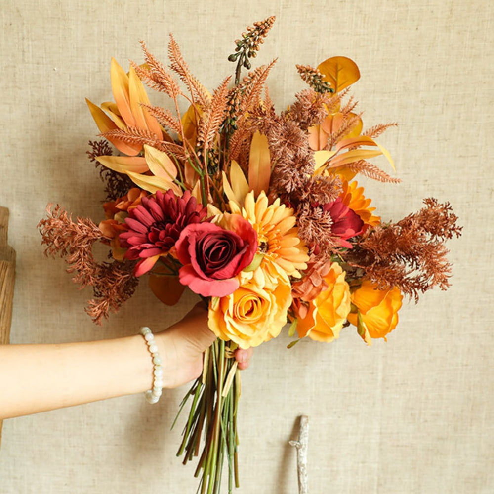 Fake Autumn Flowers Sets, Artificial Fall Flowers No Fade Fake Maple ...