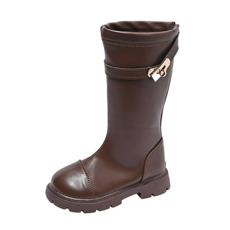 

Ki-8Jcud Womens Tall Winter Boots Fashion Autumn And Winter Children Boots Boy And Girls Thick Bottom Round Toe Non Slip Back Zipper Solid Color Warm Casual Style Leather Boots For Women Booties Wit