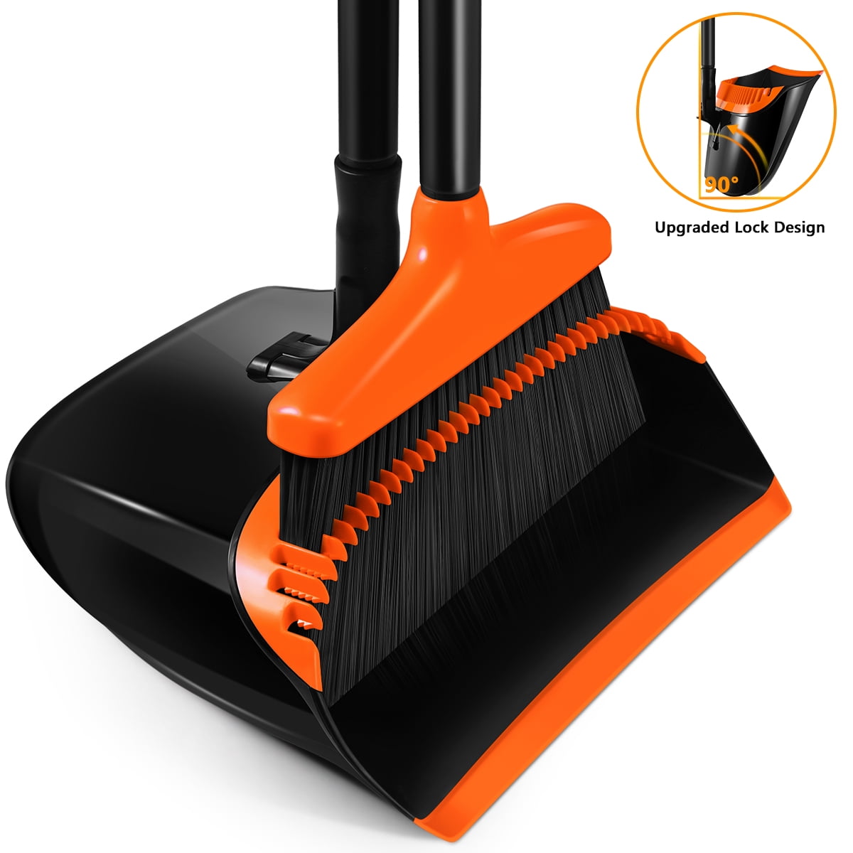 HOMEMAXS Broom and Dustpan Set Extendable Broomstick and Dust Pan for