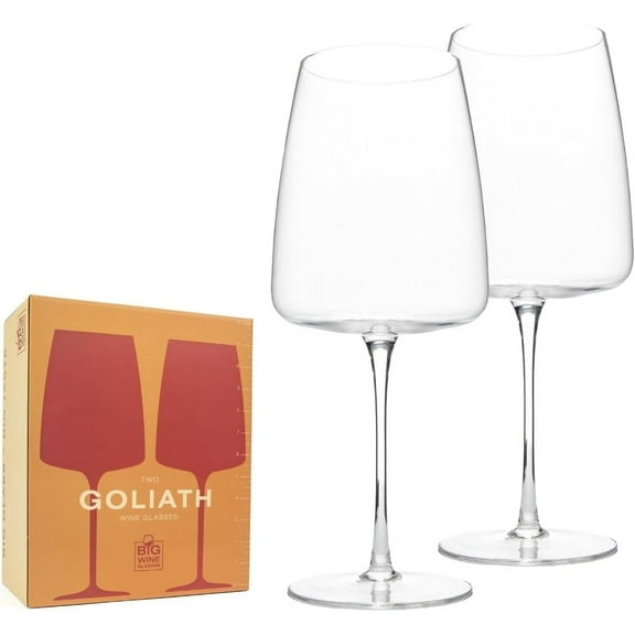 Goliath Crystal Wine Glasses Set of 2 - Premium Full Bottle Giant Wine Glass (39 oz)