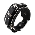 thumbnail image 3 of Pulsera de cuero Strade Fareast Limited ajustable Brazalete con cinturón ancho para hombres y mujeres Negro 3 piezas, 3 of 8