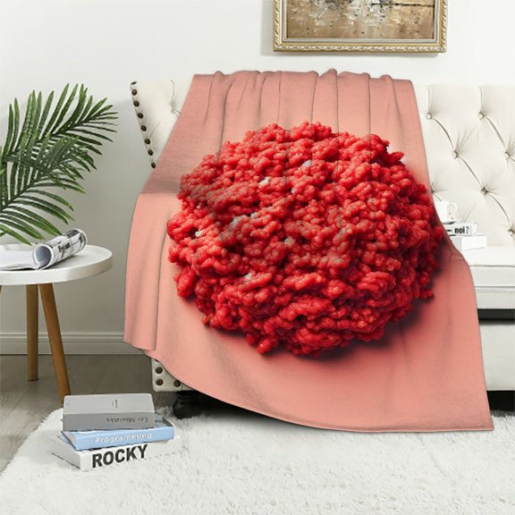 SHERONV Ground Beef Warm Lightweight Blanket Soft Fleece Throw Blanket Living Rooms Sofa Decor Cow Gifts Blanket All Seasons Soft Plush Blankets 40x50in