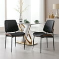 thumbnail image 4 of Mid Century Modern Dining Chairs Set of 2 | Retro Faux Leather Chair with Walnut Bentwood Seat, 4 of 12