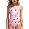 thumbnail image 3 of YunPes Girls Swimsuit One Piece Cute Cherry Bow Print Beach Vacation Bathing Suit for Teens Y2K Quick Dry Summer Swimwear Clothes, 3 of 8