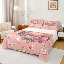 Castle Fairy Cowgirl Boots Hats 3-Piece Twin Sheet Set for Adults Boys Girls