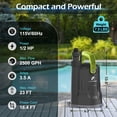 thumbnail image 4 of FLUENTPOWER Sump Pump, 1/2HP Submersible Water Pump, 2500GPH Utility Pump Manual Control for Swimming Pool Garden Pond Basement Draining, with 16.4Ft Cord, Adapters, Check Valve and Rope, 4 of 11