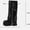 Black, variant on Shrysg Women's Mid Calf Boots with Side Zipper Metal Buckles Thick Sole Comfortable Height-Increasing Faux Leather Platform Boot Black