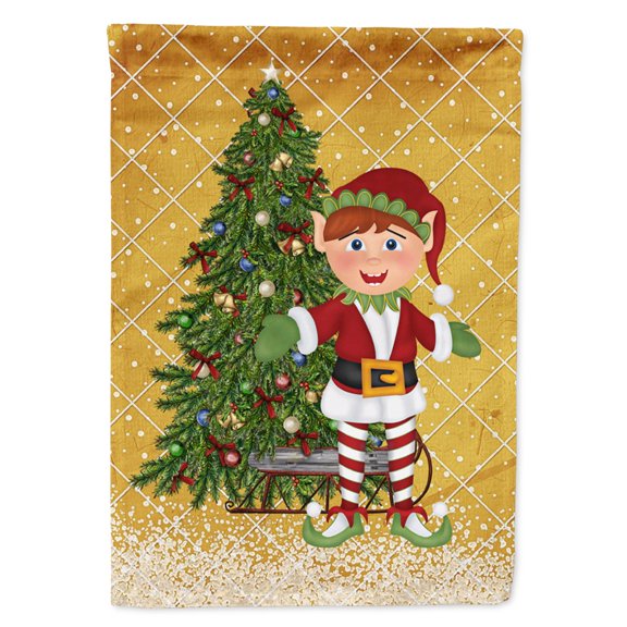 Caroline's Treasures SB3115CHF Santa's Elf  and Christmas Tree Flag Canvas House Size , Large, multicolor