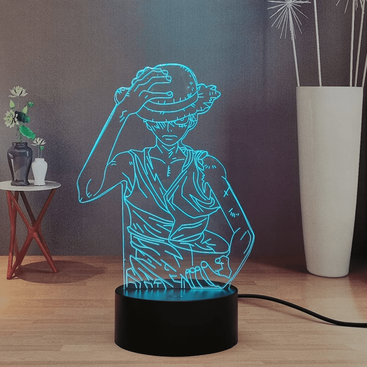 Luffy 3D Night Light, Luffy Anime LED Night Lamp, Touch Bedroom Bedside  Lamp for kids, Remote Control Desk Lamp Decoration, Multicolor Table Lamp 