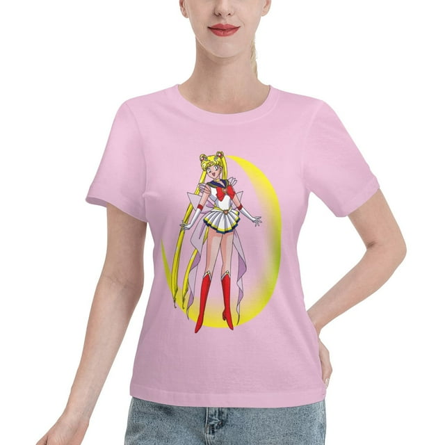 T-Shirt Basique à Manches Courtes pour Femmes Sailor Moon Tsuki Hare 04