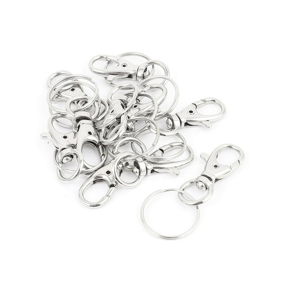 Unique Bargains 10pcs Silver Tone Metal Swivel Lobster Buckle Clasp Keychain Keyring Ring Keychain