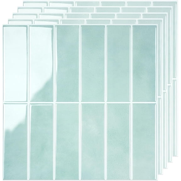 Select 5 Pack Peel and Stick Backsplash Subway Tiles, Extra Thick 3D Wall Panels, Heat & Water Resistant, Easy DIY Kitchen, Bathroom, Laundry, Fireplace & Rental Home Wall Dcor (12 x 12 in), Mint
