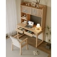 thumbnail image 2 of BALANBO Modern Wooden Kids Desk and Chair Set with Hutch and Shelves, Nature, Wood of Ash, 2 of 7