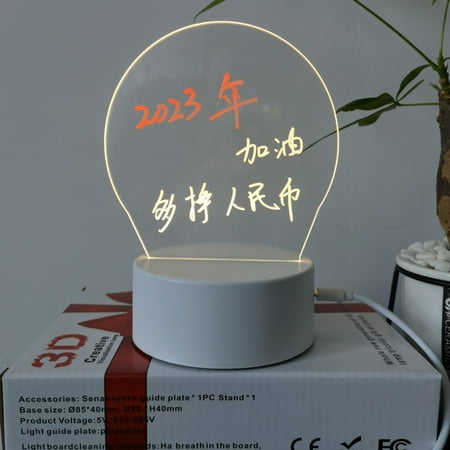 

blank board 3D night light acrylic erasable handwritten note memo message board Night Light
