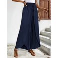 thumbnail image 5 of Womens High Side Split Wide Leg Long Pants Dark Blue XL, 5 of 8