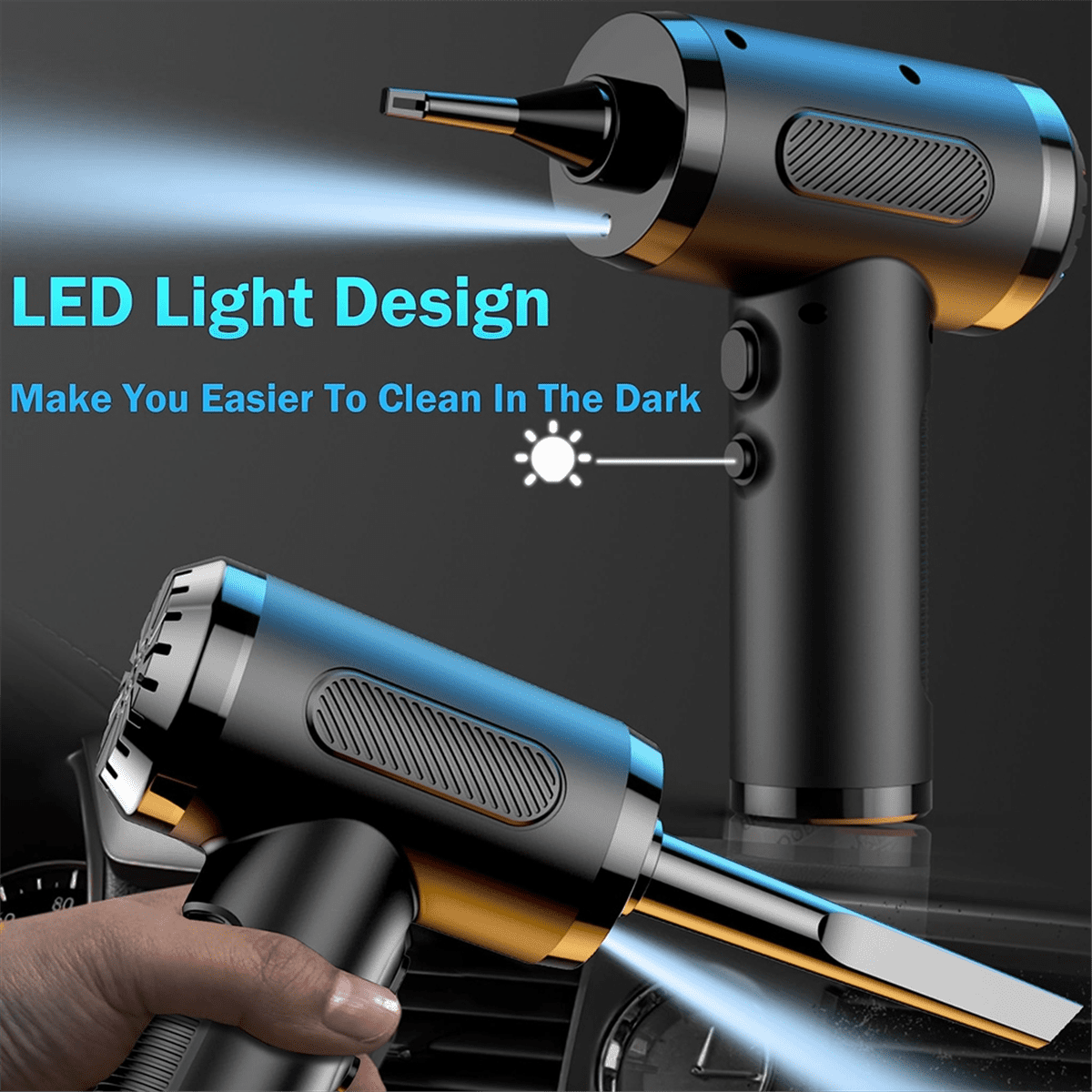 Compressed Air Duster for Cleaning, Rechargeable Portable Cleaning Kit, 3 Speeds Small Electric Cordless Air Blower