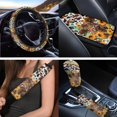 thumbnail image 3 of Uorisanigo Highland Cow Sunflower 18 Packs Front & Rear Seat Covers Full Set+Safety Seat Belt Pads+Car Steering Wheel Covers+Armrest Protector+Headrest+Shift Knob Cover+Handbrake+Coasters+Keychain, 3 of 7